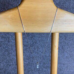 Marquise-Cut Cubic Zirconia Pendant Necklace Silver-Tone Chain Women Jewelry